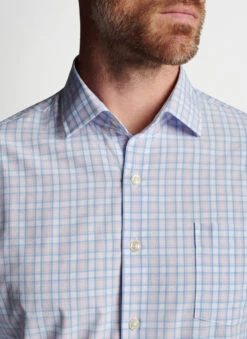 Peter Millar Lee Performance Poplin Sport Shirt: Palmer Pink -Fashion Clothing MS23W47LTPP PALMP ALT Z 68379.1675196348