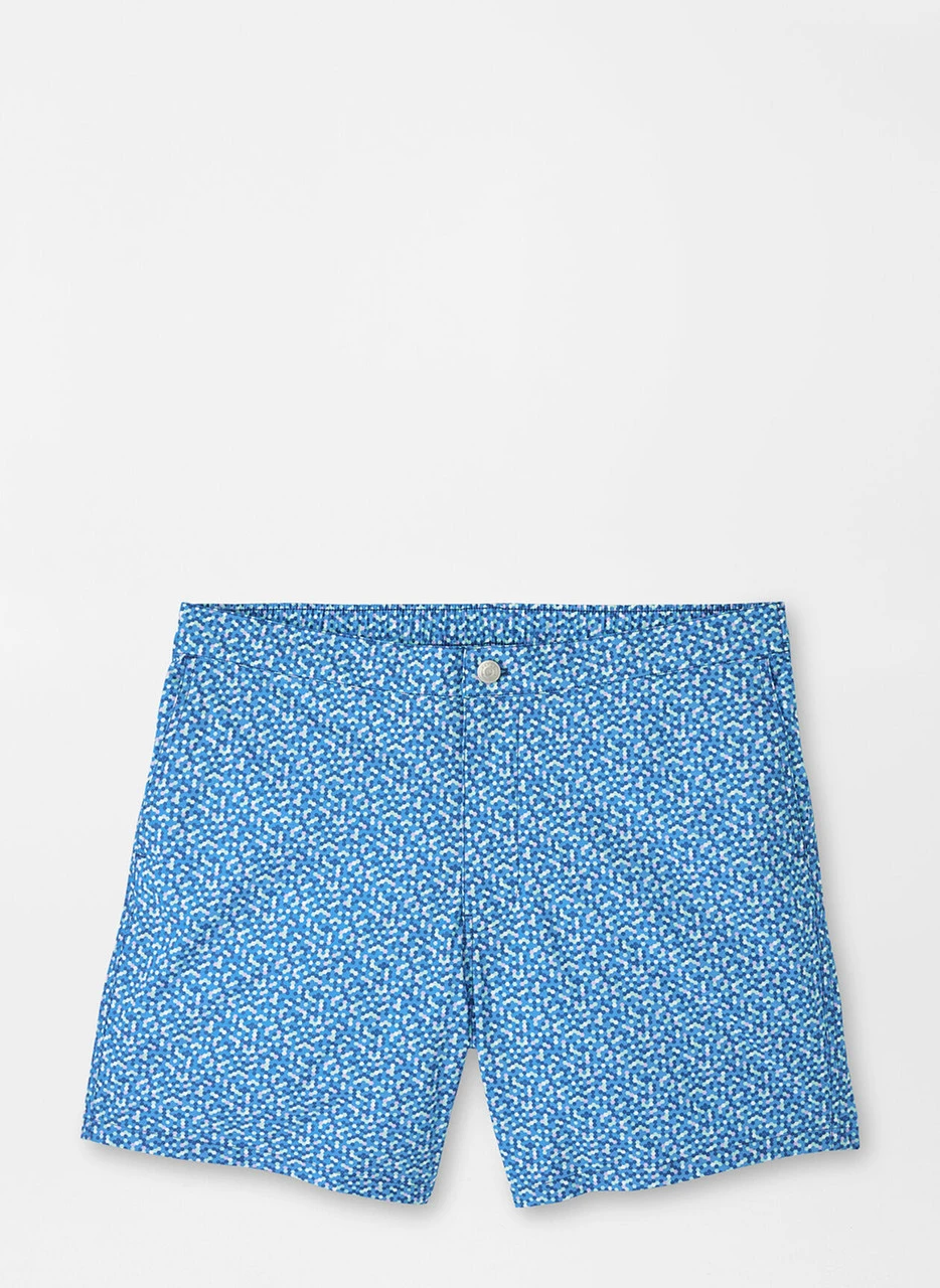 Peter Millar Crown Crafted Palma Dot Swim Trunk: Channel Blue 3 Peter Millar Crown Crafted Palma Dot Swim Trunk: Channel Blue