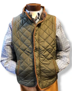 Craig Reagin Quilted Fleece Lined Vest: Olive -Fashion Clothing Olive Vest 3 43430.1661286698