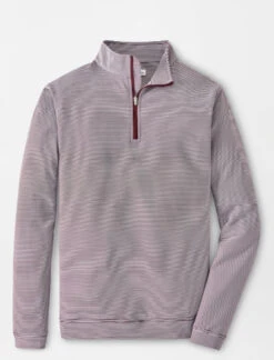 Peter Millar Striped Perth Performance Quarter-Zip: Maroon/White