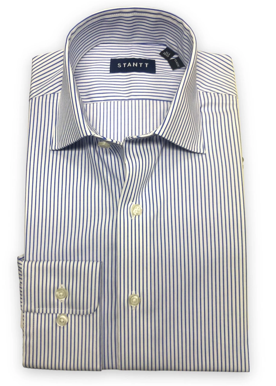 Stantt Wrinkle Resistant Blue Bengal Dress Shirt 3 Stantt Wrinkle Resistant Blue Bengal Dress Shirt