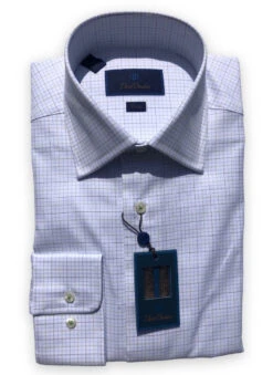 David Donahue Green/Navy/Blue Tattersall Dress Shirt