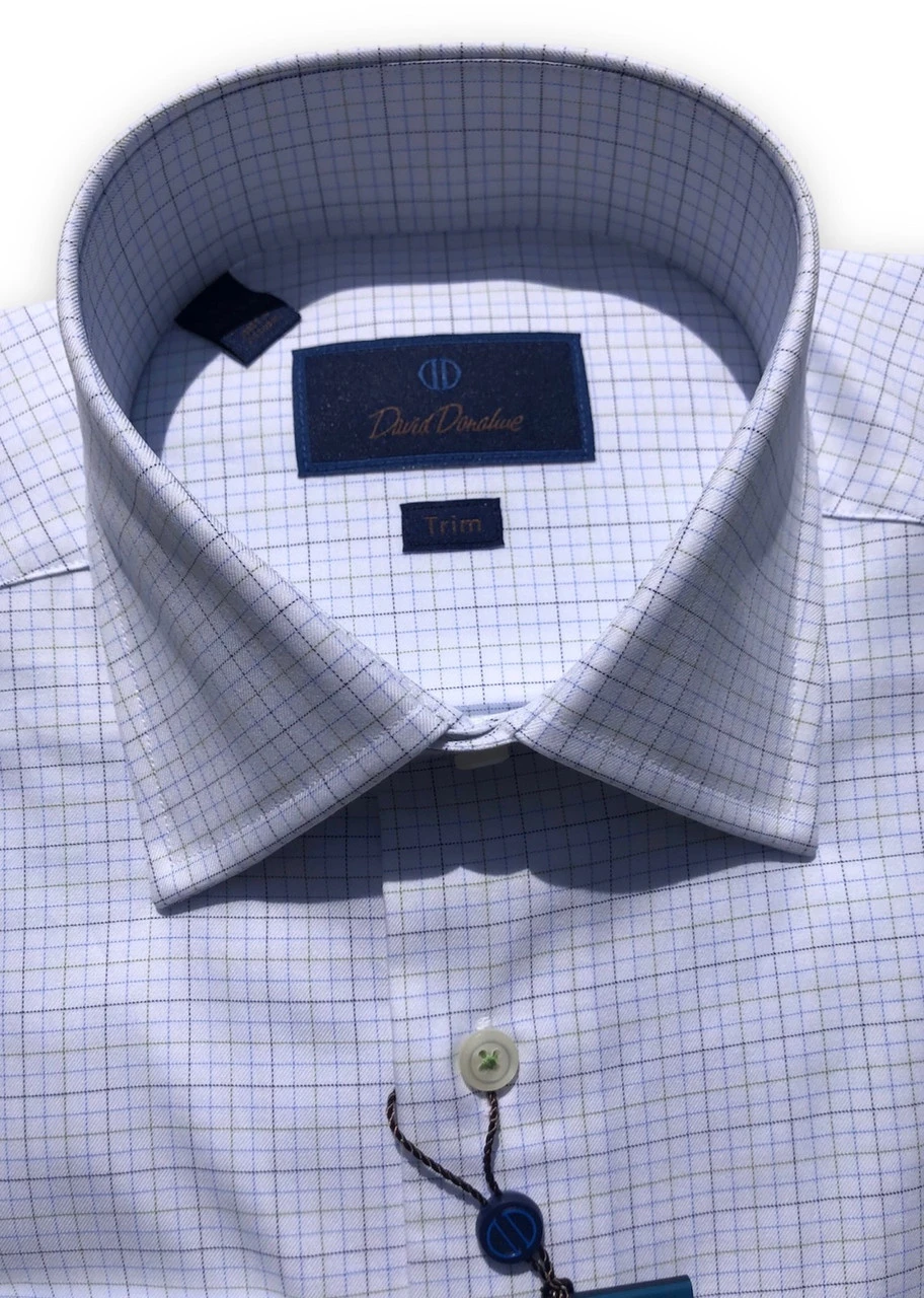David Donahue Green/Navy/Blue Tattersall Dress Shirt 4 David Donahue Green/Navy/Blue Tattersall Dress Shirt - Image 2