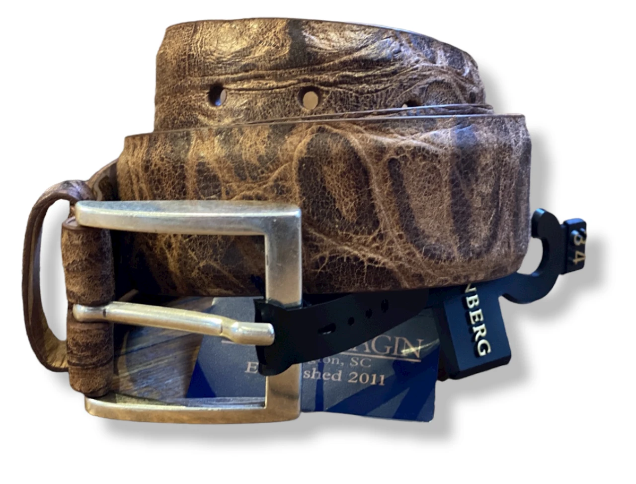 W Kleinberg Rustic Gator Belt - Cognac 3 W Kleinberg Rustic Gator Belt - Cognac