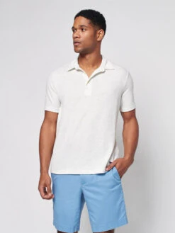Faherty Cloud Short-Sleeve Polo: Pebble Heather