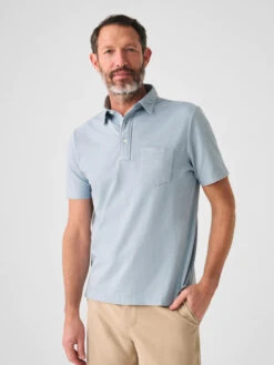 Faherty Sunwashed T-Shirt Polo: Blue Breeze