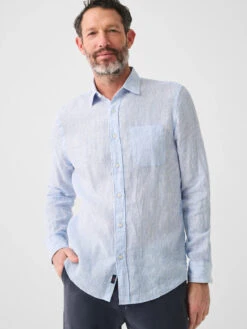 Faherty Linen Laguna Shirt: Summer Classic Stripe -Fashion Clothing SU23 faherty mens MWU2312 UCL linen laguna shirt summer classic stripe crop 1 2000x 45029.1683137223