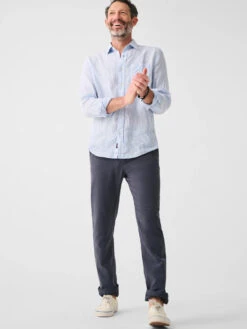 Faherty Linen Laguna Shirt: Summer Classic Stripe -Fashion Clothing SU23 faherty mens MWU2312 UCL linen laguna shirt summer classic stripe front 1 2000x 92146.1683137224