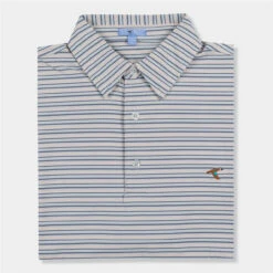 Genteal Sanbar Stripe Performance Polo: Buoy
