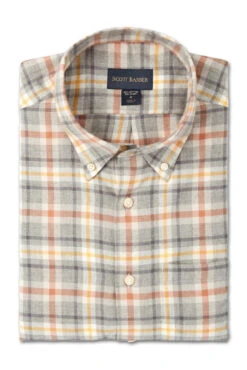 Scott Baber Bold Plaid Flannel Sport Shirt: Auburn