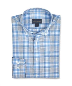 Scott Barber Organic Cotton Plaid Sport Shirt: Blue