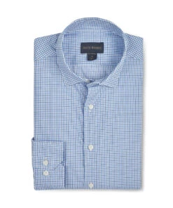 Scott Barber Fine Sateen Tattersall Shirt: Sky