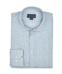 Scott Barber Fine Sateen Tattersall Shirt: Celadon