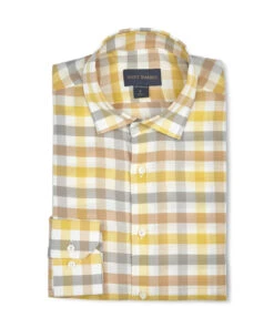 Scott Barber Mélange Twill Bold Gingham Sport Shirt: Sun