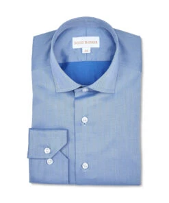 Scott Barber Stretch Herringbone Dress Shirt: Blue