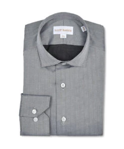 Scott Barber Stretch Herringbone Dress Shirt: Black