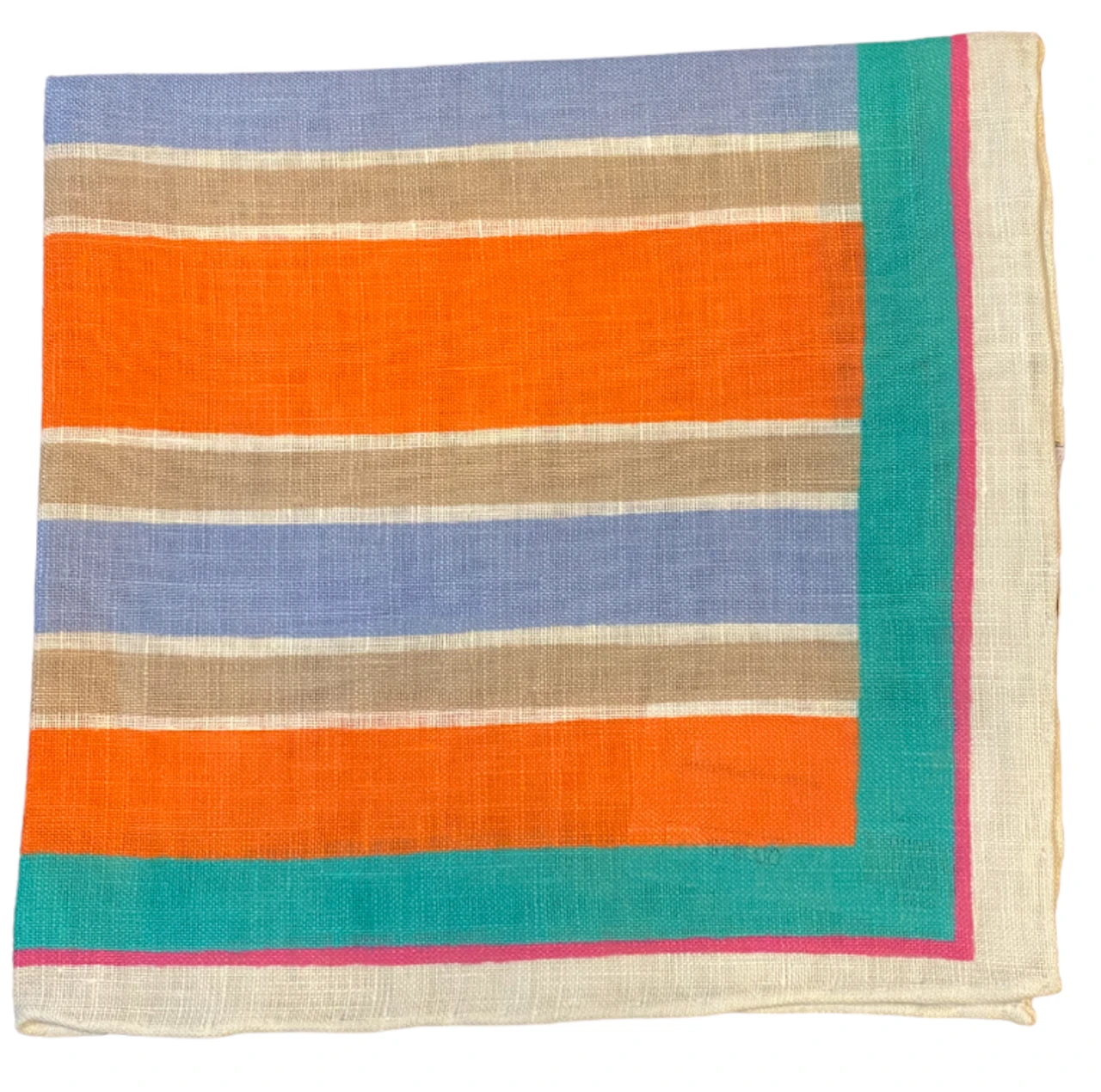 Seaward & Stearn Khaki/Orange/Teal Stripes Pocket Square 3 Seaward & Stearn Khaki/Orange/Teal Stripes Pocket Square
