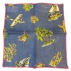 Seaward & Stearn Blue Beach Print Pocket Square