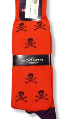 Gordon Of New Orleans Team Sock Skull And Crossbones - Orange