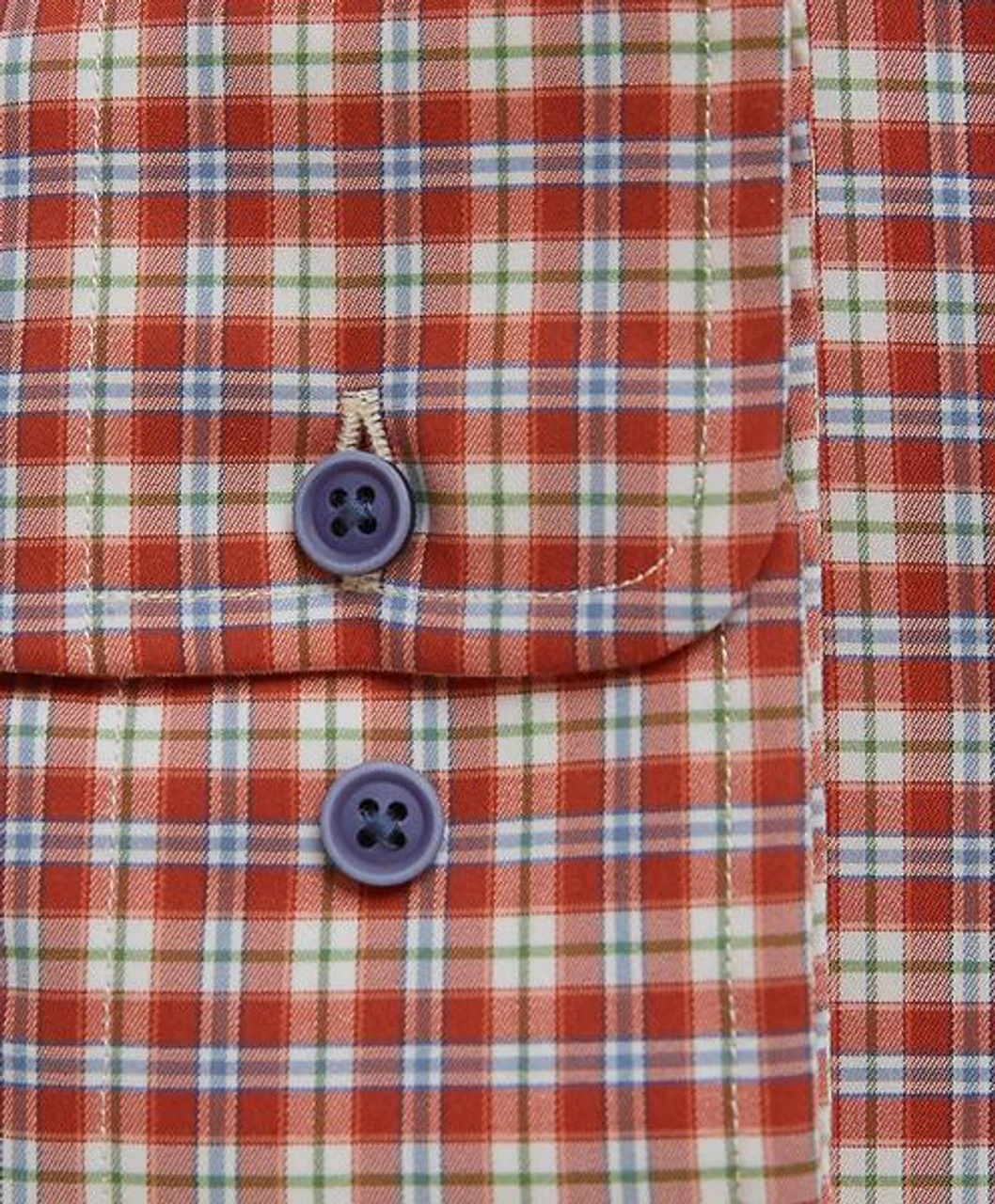 David Donahue Rust & Blue Plaid Performance Fusion Shirt 4 David Donahue Rust & Blue Plaid Performance Fusion Shirt - Image 2