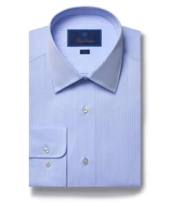 David Donahue Sky Shadow Stripe Dress Shirt