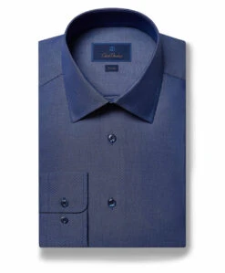 David Donahue Navy Micro Dobby Dress Shirt