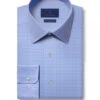 David Donahue Blue Textured Dobby Non-Iron Dress Shirt