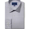 David Donahue Gray & White Twill Check Dress Shirt