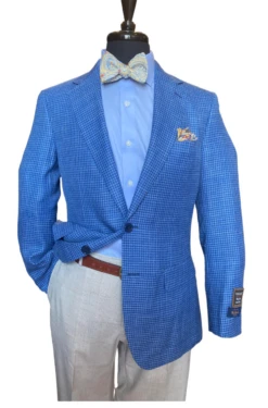 Maxdavoli By MaxMan Drago Tailored Blue Houndstooth Sport Coat