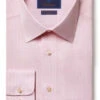 David Donahue Pink Textured Plaid Non-Iron Dress Shirt -Fashion Clothing a1 25734.1681321353