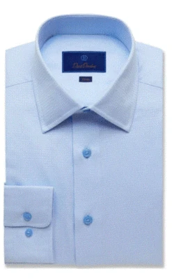 David Donahue Sky Blue Textured Dobby Dress Shirt