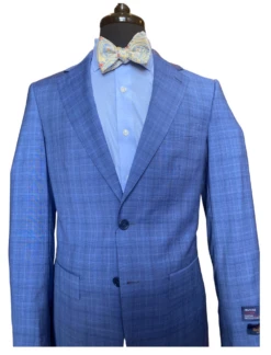 MaxDavoli By MaxMan Blue Tonal Plaid Suit