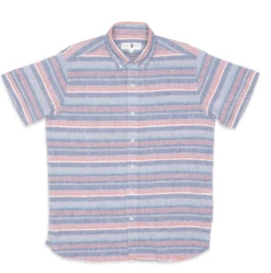 Duck Head Flint Stripe Oxford Short Sleeve Shirt: Vintage Blue