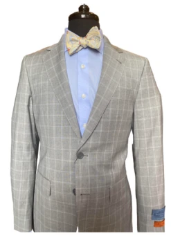 Prive By MaxMan Grey/Blue Windowpane Suit