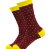 West Socks Maroon & Yellow Polka Dot Socks