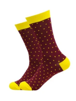 West Socks Maroon & Yellow Polka Dot Socks