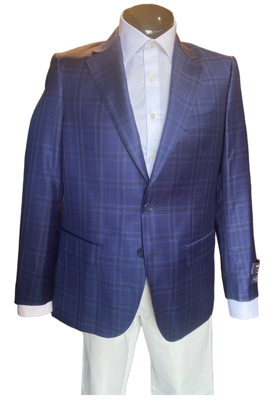 MaxDavoli By MaxMan Navy Plaid Wool Sportcoat