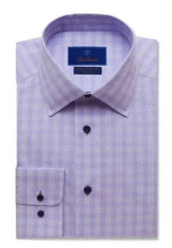 David Donahue Lilac Tonal Plaid Non-Iron Dress Shirt