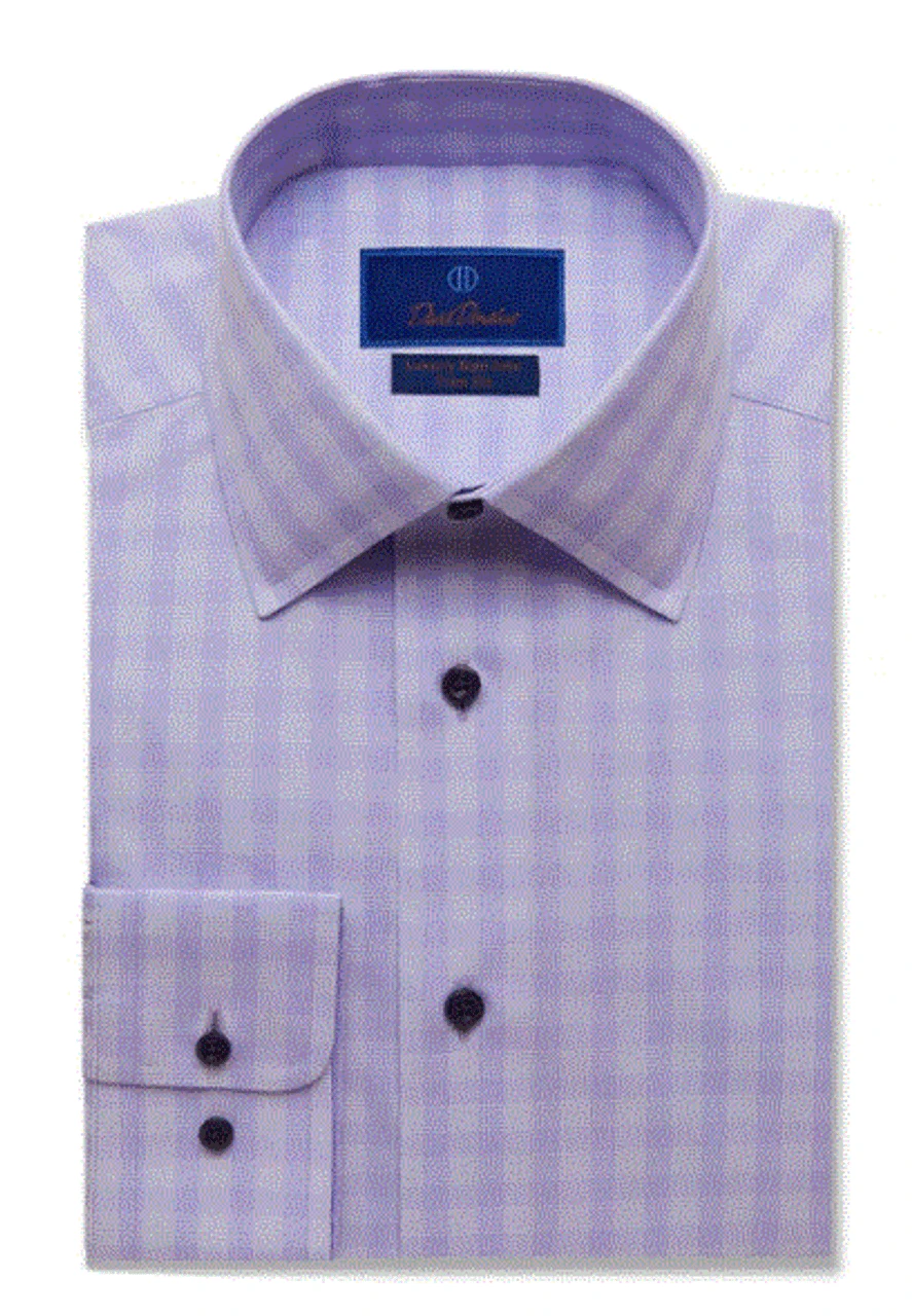 David Donahue Lilac Tonal Plaid Non-Iron Dress Shirt 3 David Donahue Lilac Tonal Plaid Non-Iron Dress Shirt