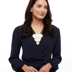 Brackish Statement Necklace: Abyad 11 Brackish Statement Necklace: Abyad -Fashion Clothing abyad feather petite statement necklace lifestyle 2 720x 02329.1651867162