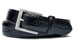 W. Kleinberg Embossed Crocodile Belt: Black