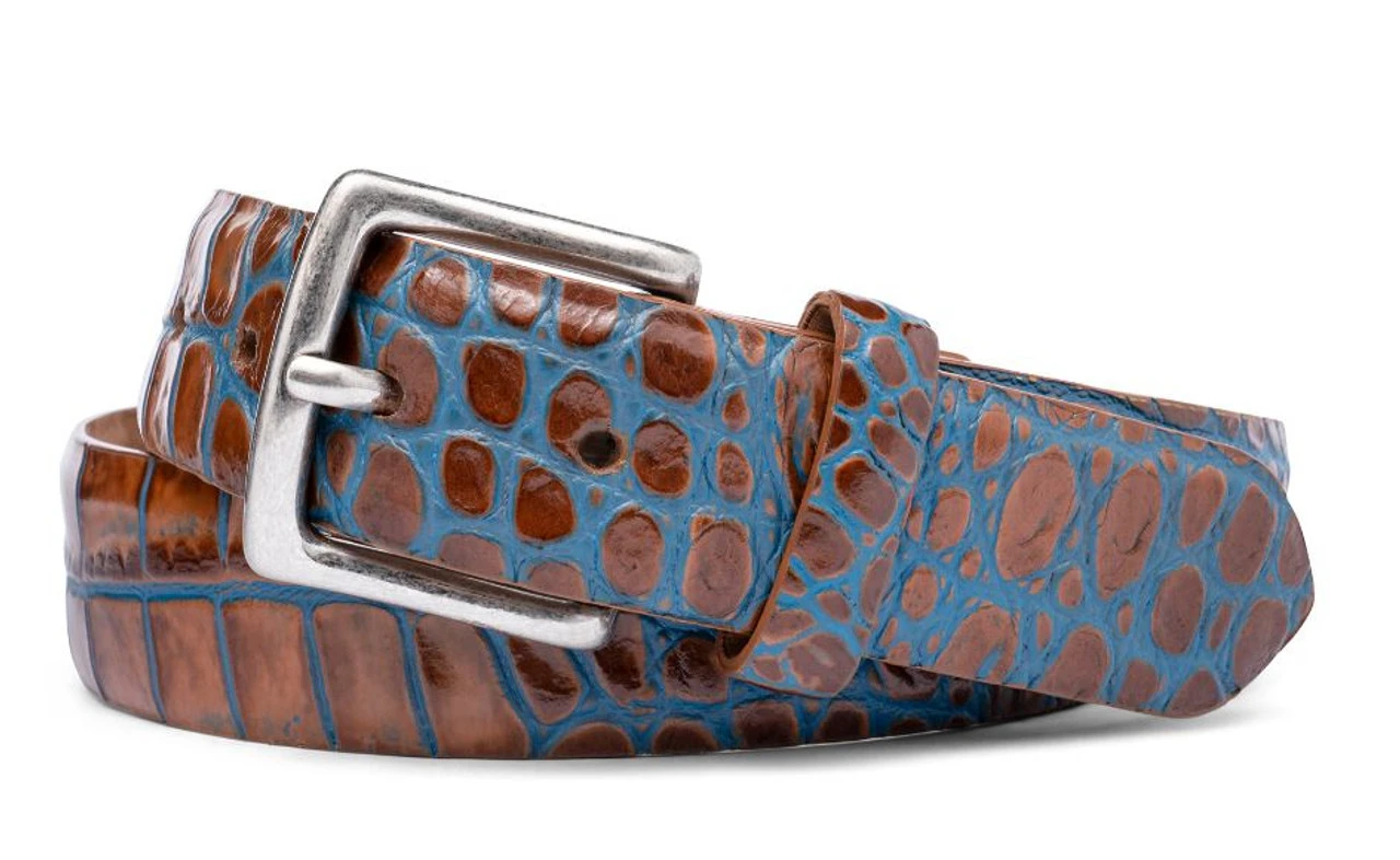 W. Kleinberg Embossed Crocodile Belt: Marine Blue 3 W. Kleinberg Embossed Crocodile Belt: Marine Blue
