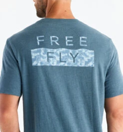 Free Fly Clearwater Camo Tee: Heather Slate Blue