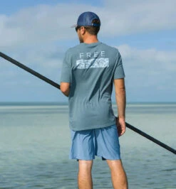 Free Fly Clearwater Camo Tee: Heather Slate Blue -Fashion Clothing clearwater camo heather slate blue tee lifestyle 2 2600x2800 crop center 36126.1675886623