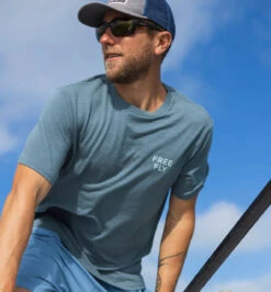 Free Fly Clearwater Camo Tee: Heather Slate Blue -Fashion Clothing clearwater camo heather slate blue tee lifestyle 3 2600x2800 crop center 11845.1675886626