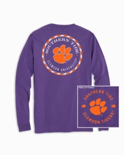 Southern Tide Clemson Tigers Long Sleeve Medallion T-Shirt: Regal Purple