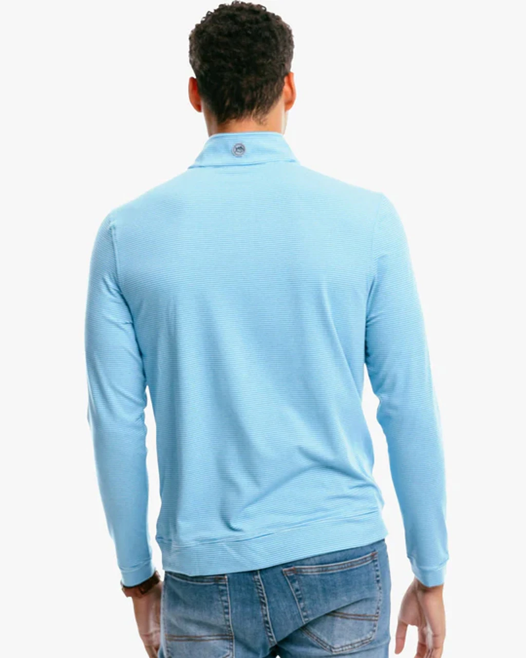Southern Tide Cruiser Heather Micro Striped Performance Quarter Zip Pullover: Heather Blue Sapphire 4 Southern Tide Cruiser Heather Micro Striped Performance Quarter Zip Pullover: Heather Blue Sapphire - Image 2