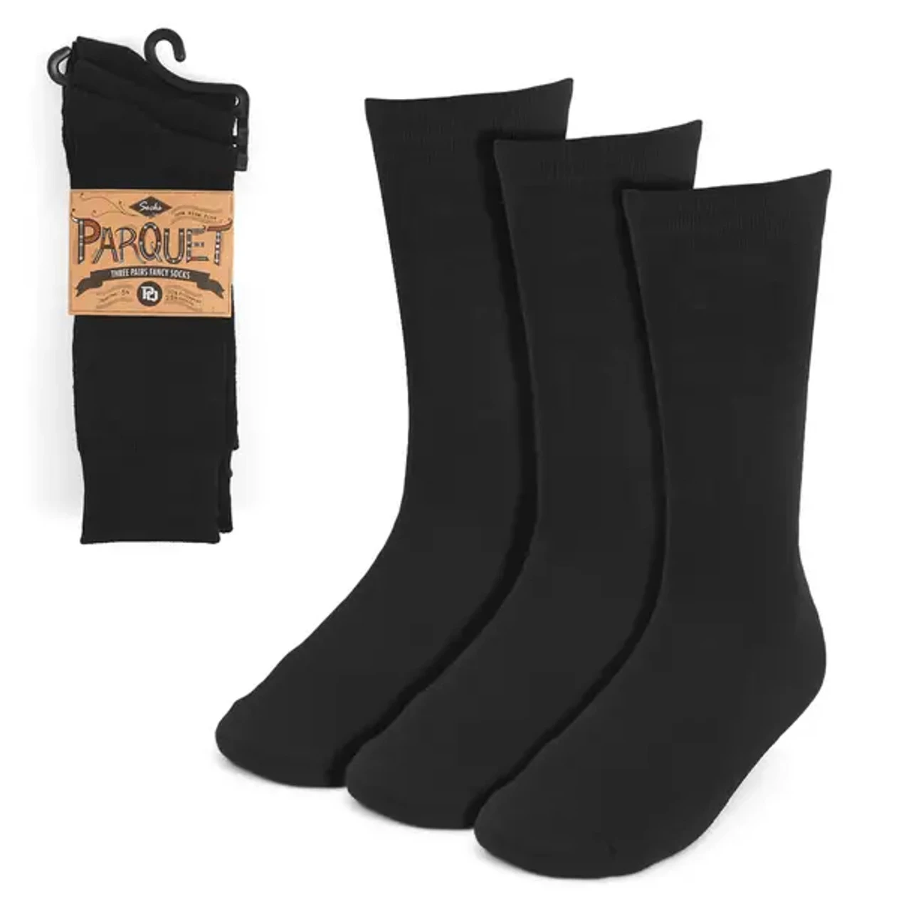 Parquet 3-Pack Solid Black Dress Socks 3 Parquet 3-Pack Solid Black Dress Socks