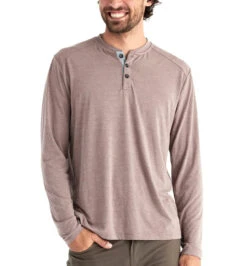 Free Fly Men's Bamboo Flex Henley: Heather Mustang