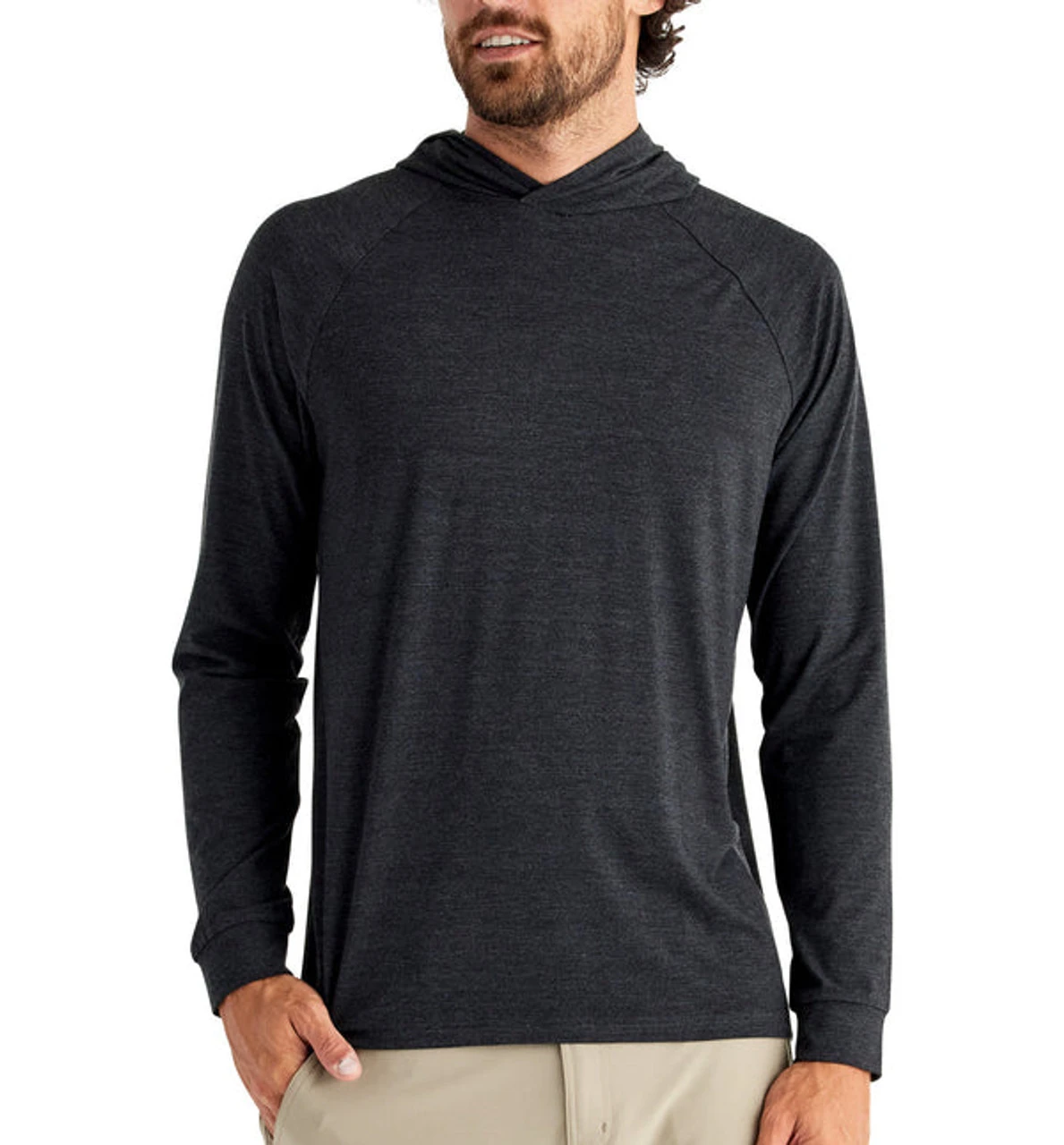 Free Fly Bamboo Men's Bamboo Flex Hoody: Heather Black 3 Free Fly Bamboo Men's Bamboo Flex Hoody: Heather Black